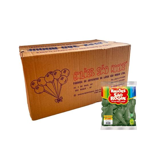 Imagem de Balão de Festa Látex Liso 11'' - Verde Eucalipto - Caixa com 25 pacotes - 1250 unidades - Atacado São Roque - Rizzo