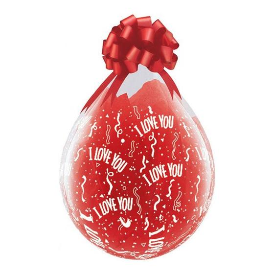 Imagem de Balão de Festa Látex Liso Decorado - I Love You! Transparente - 18" 46cm - 25 unidades - Qualatex Outlet - Rizzo