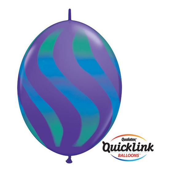 Imagem de Balão de Festa Látex Liso Q-Link - Violeta Listras Onduladas Azuis - 12" 30cm - 50 unidades - Qualatex Outlet - Rizzo