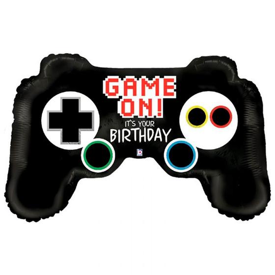 Imagem de Balão de Festa Metalizado 36'' 91cm - Game Controller Birthday - 1 unidade - Flexmetal - Rizzo