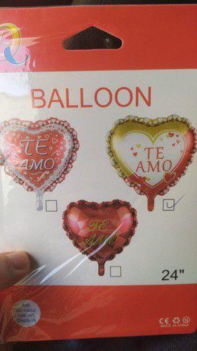 Imagem de Balão De Festa Metalizado Coração Te Amo Com 24 Unidades Dia dos Namorados Amor Paixão Declaração