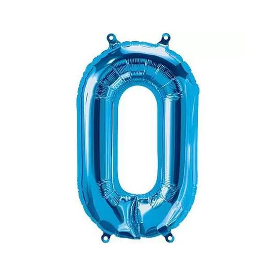 Imagem de Balão de Festa Microfoil 16" 32cm - Número 0 Azul - 1 unidade - Qualatex Outlet - Rizzo