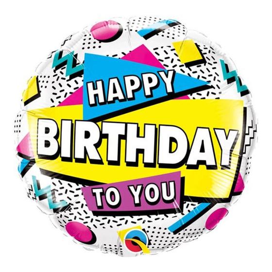 Imagem de Balão de Festa Microfoil 18" 45cm - Redondo Happy Birthday To You! Retrô - 1 unidade - Qualatex Outlet - Rizzo