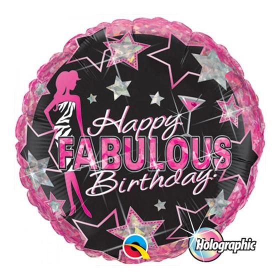 Imagem de Balão de Festa Microfoil 18" 45cm - Redondo Happy Fabulous Birthday - 1 unidade - Qualatex Outlet - Rizzo