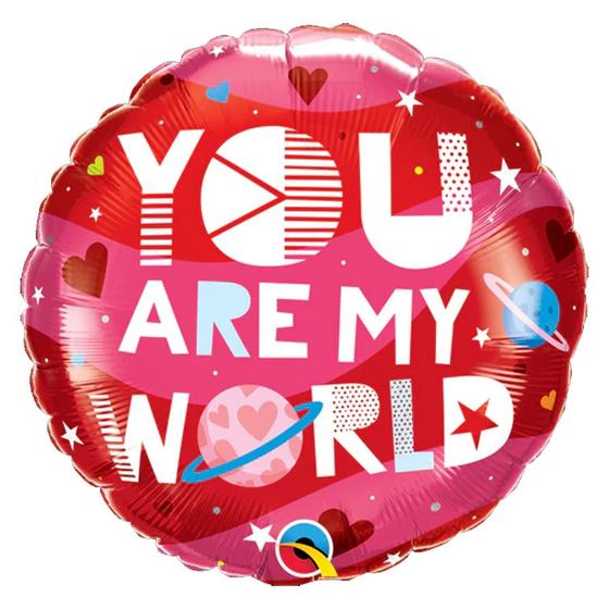 Imagem de Balão de Festa Microfoil 18" 45cm - Redondo You Are My World - 1 unidade - Qualatex Outlet - Rizzo