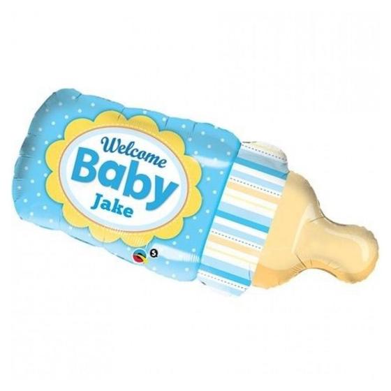 Imagem de Balão de Festa Microfoil 39" 99cm - Mamadeira Welcome Baby Azul - 1 unidade - Qualatex Outlet - Rizzo