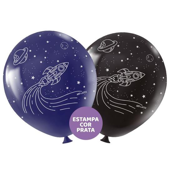 Imagem de Balão de Festa Redondo Profissional Látex Decorado 11" 28cm - Astronauta - 25 Unidades