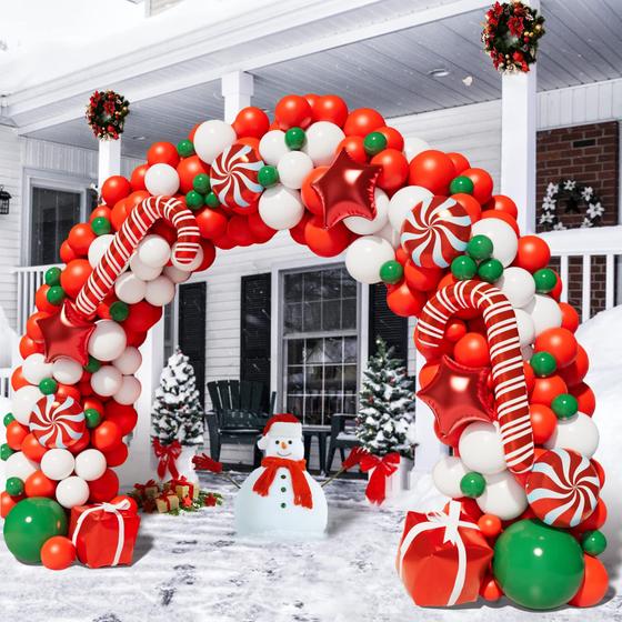 Imagem de Balão de Natal Garland Arch Kit Bonropin com 50 balões de látex vermelhos e 40 brancos