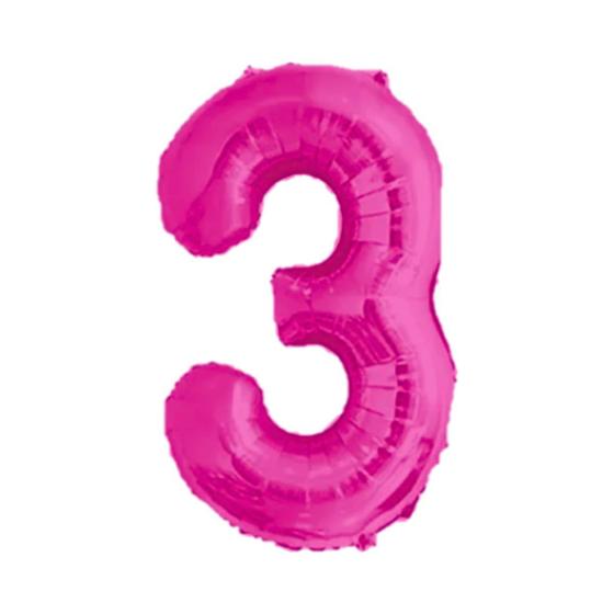 Imagem de Balão De Número Grande Rosa Pink Metalizado 40cm