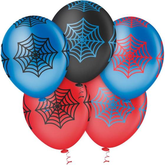 Imagem de Balão Decorado N010 Teia de ARANHA Sortidos - Pacote com 25 Unidades