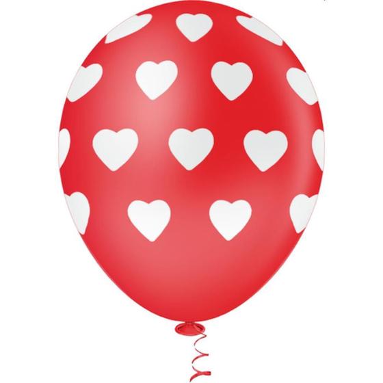 Imagem de Balão Decorado Nº10 Coração BIG Vermelho com Branco - Pacote com 25