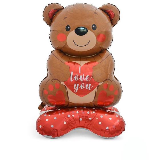 Imagem de Balão Giga Gud Stand Heart Bear Teddy Bear Love 147 cm 2 unidades