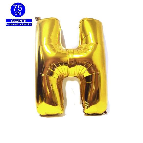 Imagem de Balão Gigante Letra H Dourado Metalizado 75 Cm
