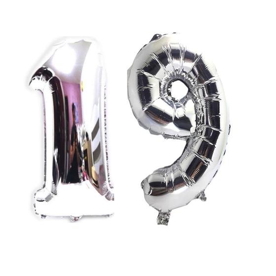 Balão Gigante Número 19 Prata Metalizado Festas Decoração 75 Cm Menor preço em Balão Gigante Número 19 Prata Metalizado Festas Decoração 75 Cm