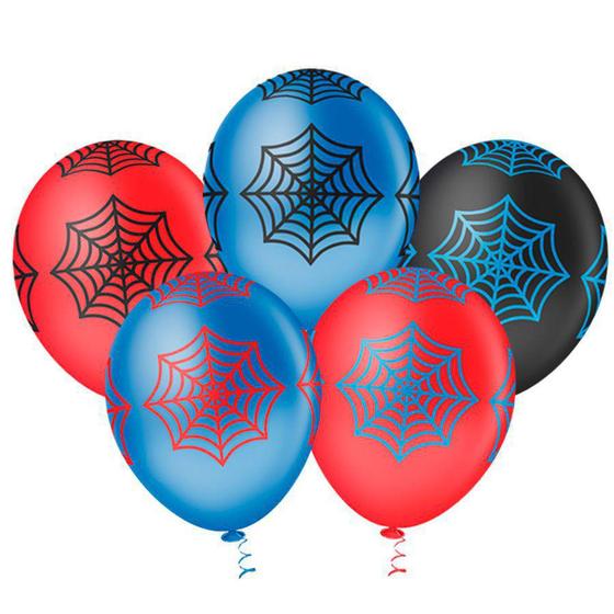 Imagem de Balão Látex Decorado Teia de Aranha 10" - 25un - Aluá Festas