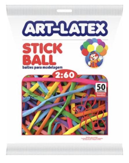 Imagem de Balão Látex Stick Ball Canudo 260 Sortido 50 Unid Art Latex - Inspire sua Festa Loja