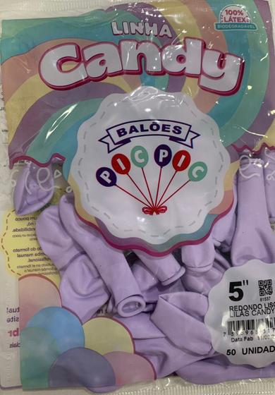 Imagem de BALÃO LISO REDONDO - PIC PIC Nº 05 -  LILÁS CANDY  - Pacote com 50 unidades