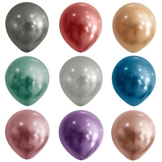 Imagem de Balão Metálico Sortido - 9 Polegadas - 25 Unidades - Balões Joy