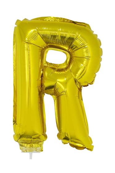 Imagem de Balão Metalizado 16" Funny Letra R Dourado com Suporte