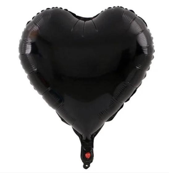 Imagem de Balão Metalizado Coração Preto 18polegadas 45 cm Festa de Halloween 1 Un - Inspire sua Festa Loja