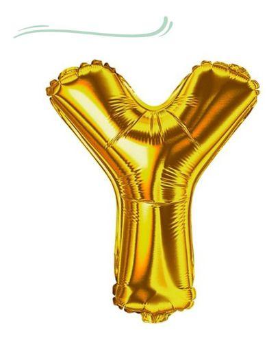 Imagem de Balão Metalizado Letra Y 40cm Com Palito Dourado