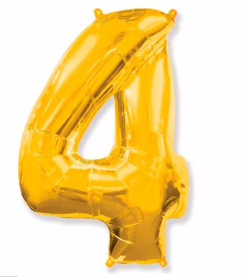 Imagem de Balão número 4 metalizado Dourado 40" 100 cm - Make+