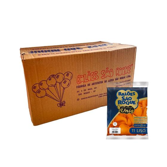Imagem de Balão Premium Uniq 11''27cm - Laranja Ambar - Caixa com 25 pacotes - 625 unidades - Atacado São Roque - Rizzo