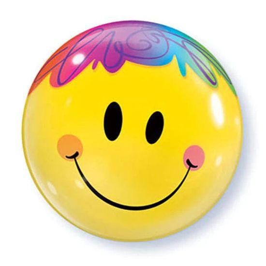 Imagem de Balão Qualatex 22" - Bubble Simples - Carinha Sorridente Brilhante - 1 Un