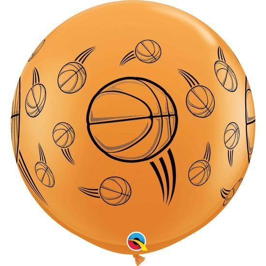 Imagem de Balão Qualatex 3" - Redondo Laranja - Basquete - 2 Un