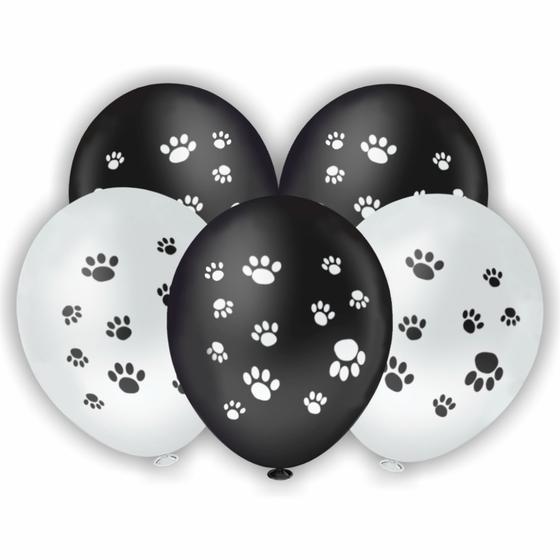 Imagem de Balão Redondo 8" Pegadas Dog Preto e Branco Sortido 20 unid.