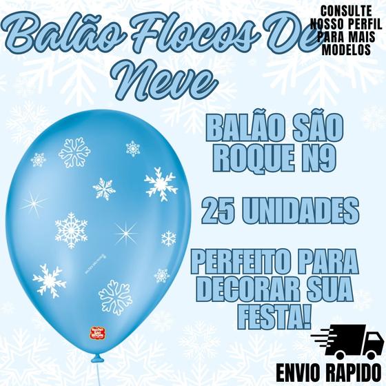 Imagem de Balao Sao Roque N9 Tema Flocos Neve  Festa Decoraçao Evento