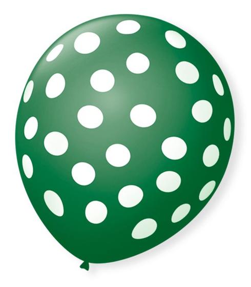 Imagem de Balão São Roque Póa N9 C/25un Verde Folha Com Bolinha Branca