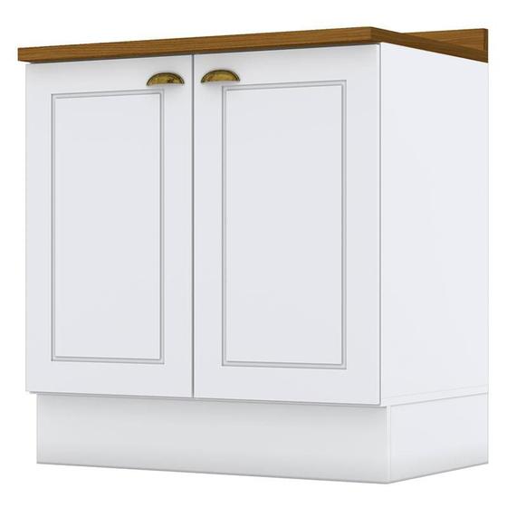 Imagem de Balcão 2 Portas 80 cm Americana Branco com Tampo Nature  Henn