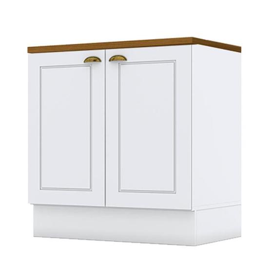 Imagem de Balcão 2 Portas 80 cm Americana Branco com Tampo para Cooktop Nature  Henn