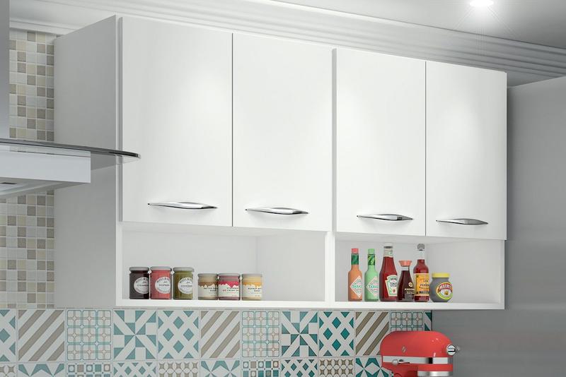 Balcão Aéreo Multiuso 4 Portas Temperos Organizador Cozinha Menor preço em Balcão Aéreo Multiuso 4 Portas Temperos Organizador Cozinha