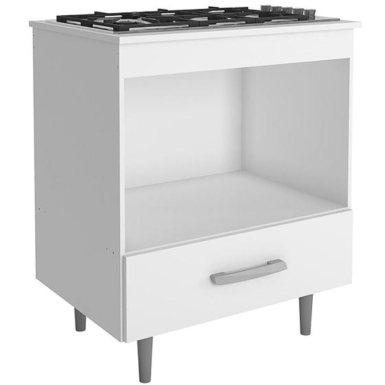 Imagem de Balcão Alecrim 70cm para Cooktop 4 Bocas e Forno 1 Gaveta Poliman Cor Branco