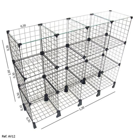 Imagem de Balcão Aramado com Tampo de Vidro - 1,20 x 1,00 x 0,30