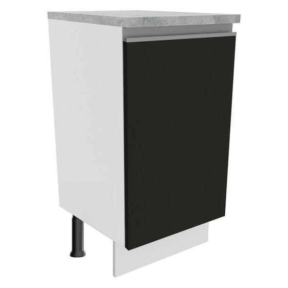 Imagem de Balcão Armário de Cozinha 40 cm 1 Porta Branco/Preto Glamy Madesa