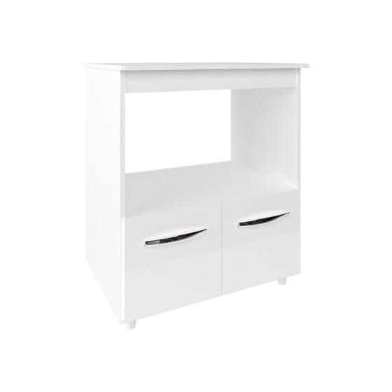Imagem de Balcão Armário Gabinete para Microondas e Forno Elétrico Cozinha Amanda Mobília Decor Branco