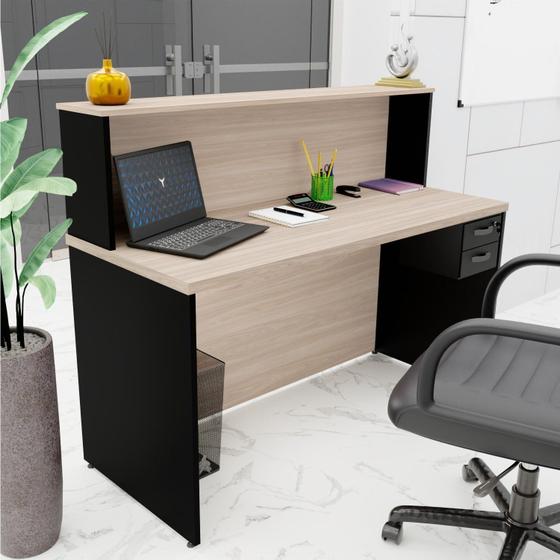 Imagem de Balcão Atendimento Recepção Consultório com Gaveta 120x60cm