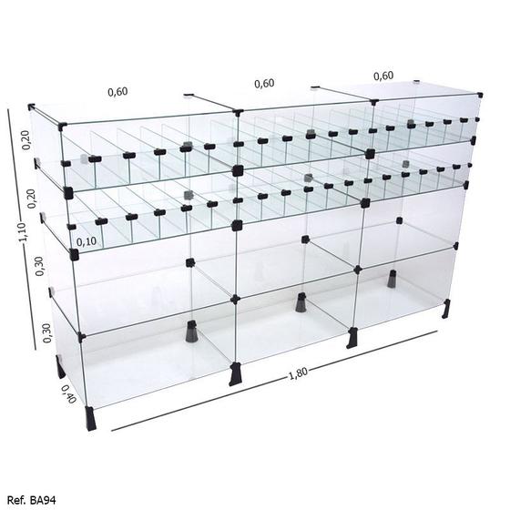 Imagem de Balcão Baleiro Modulado em Vidro - 1,80 x 1,10 x 0,40