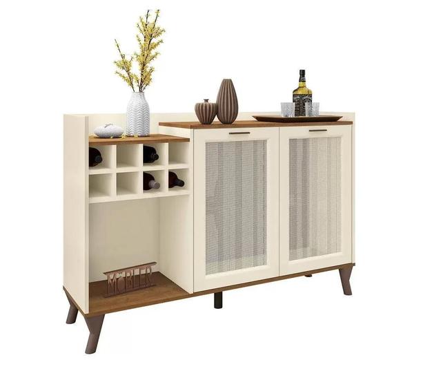 Balcão Buffet 2 Portas MDF Arcad Nature Off white Mobler Menor preço em Balcão Buffet 2 Portas MDF Arcad Nature Off white Mobler