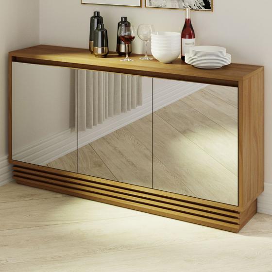 Balcão Buffet 3 Portas 1 Gaveta com Espelho Natural Bb2609 - Tecno Mobili Menor preço em Balcão Buffet 3 Portas 1 Gaveta com Espelho Natural Bb2609 - Tecno Mobili