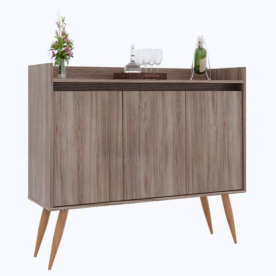 Balcão Buffet Aparador Para Sala de Jantar 3 Portas Belize Castanho - Lumil Móveis Menor preço em Balcão Buffet Aparador Para Sala de Jantar 3 Portas Belize Castanho - Lumil Móveis