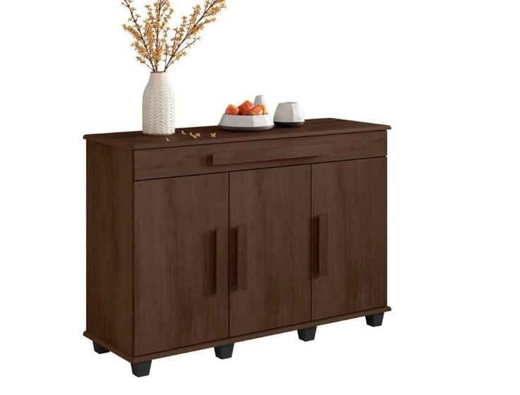 Imagem de Balcão/buffet/Bancada/Aparador RU Estilo Retrô 1 Gaveta Com 3 Repartições e Corrediças telescópicas 3 Portas Com 5 Prateleiras e Puxadores em MDF Cor 