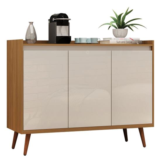 Imagem de Balcao Buffet Retrô Delta 3 Portas Freijó com Off White - MoveisAqui