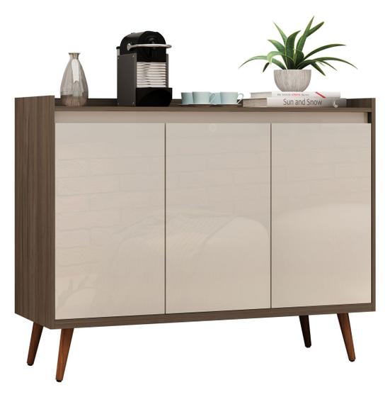Imagem de Balcao Buffet Retrô Delta 3 Portas Malbec com Off White - MoveisAqui