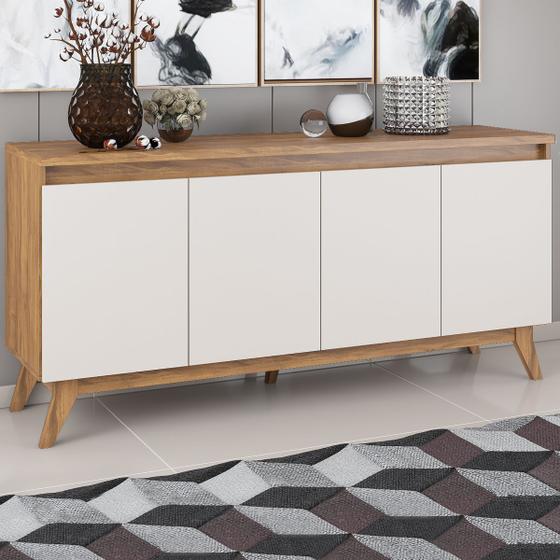 Balcão Buffet Stylo 4 Portas Seda/off White - Viero Móveis Menor preço em Balcão Buffet Stylo 4 Portas Seda/off White - Viero Móveis