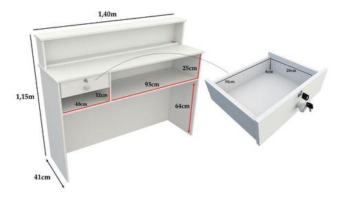 Imagem de Balcão Caixa M13 100% Mdf recepção Vallet Loja Gaveta