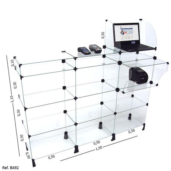 Imagem de Balcão Caixa Modulado em Vidro - 1,50 x 1,10 x 0,30